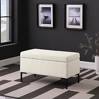Cream Boucle Black Metal Storage Bench
