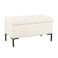 Cream Boucle Black Metal Storage Bench