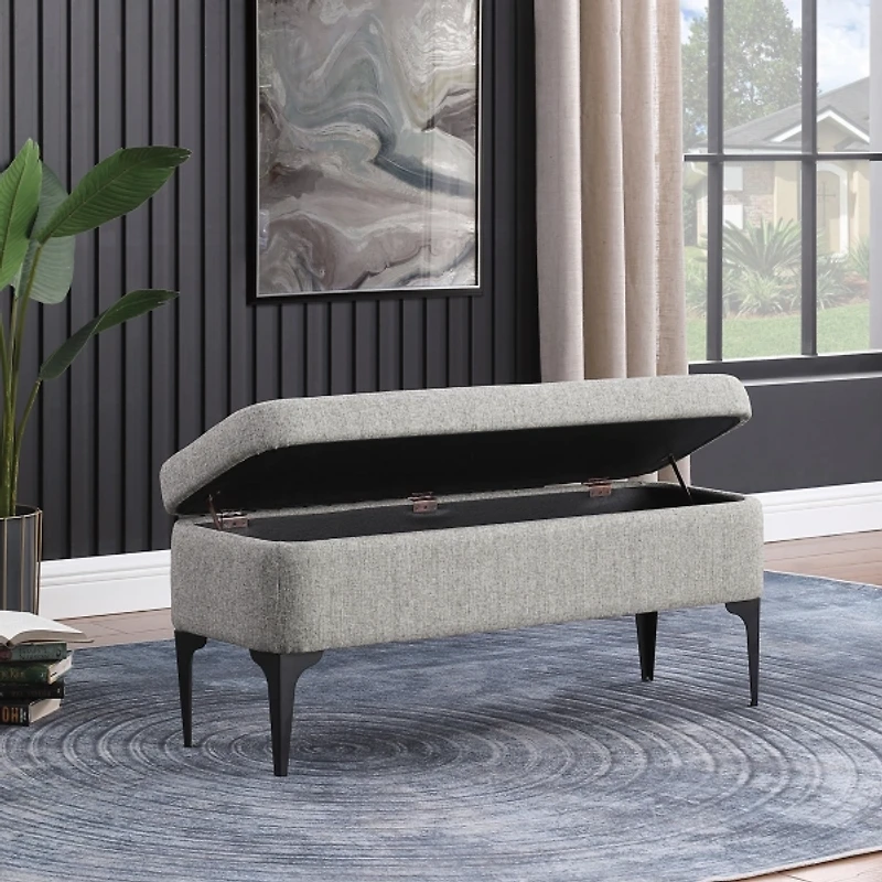 Ricardo Gray Woven Storage Bench