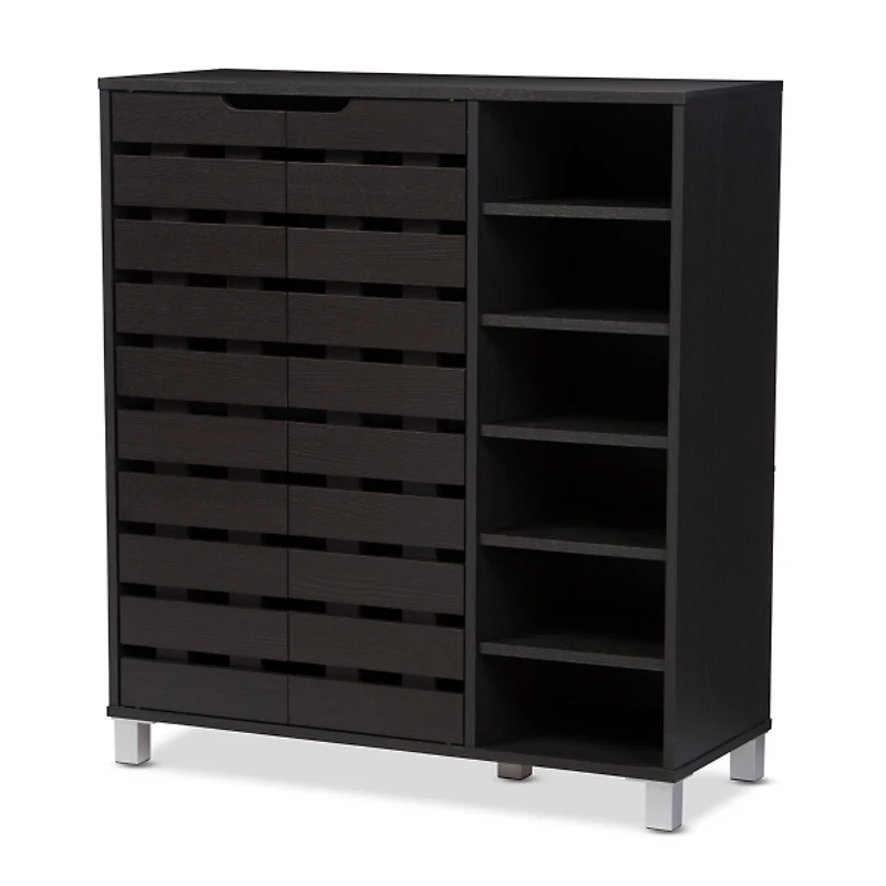 Aldrich Black Slatted Shoe Storage Cabinet