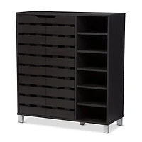 Aldrich Black Slatted Shoe Storage Cabinet