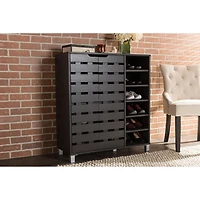 Aldrich Black Slatted Shoe Storage Cabinet