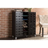 Aldrich Black Slatted Shoe Storage Cabinet