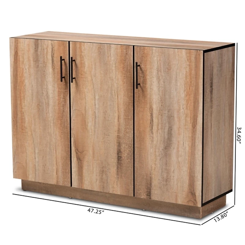 Stella Contemporary Oak 3-Door Cabinet