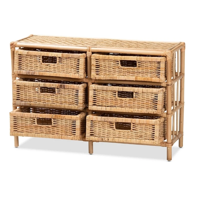 Natural Boho Rattan Weave Storage Cabinet