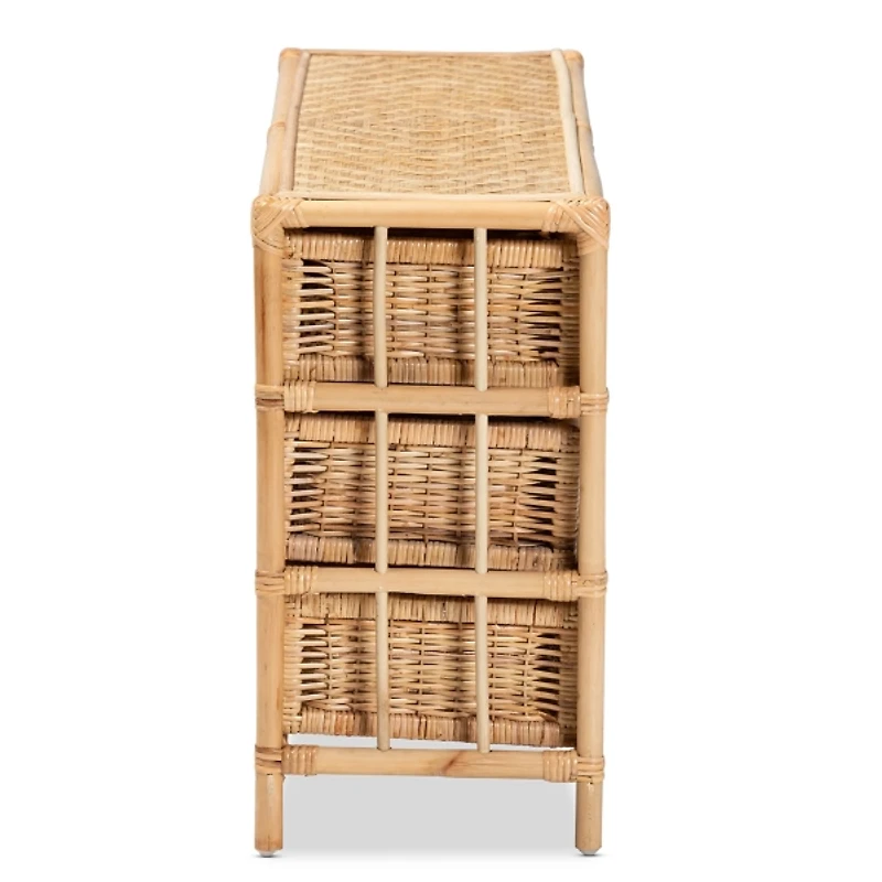 Natural Boho Rattan Weave Storage Cabinet