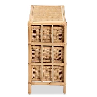 Natural Boho Rattan Weave Storage Cabinet