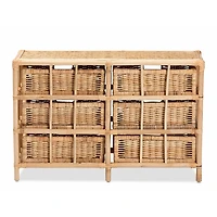 Natural Boho Rattan Weave Storage Cabinet