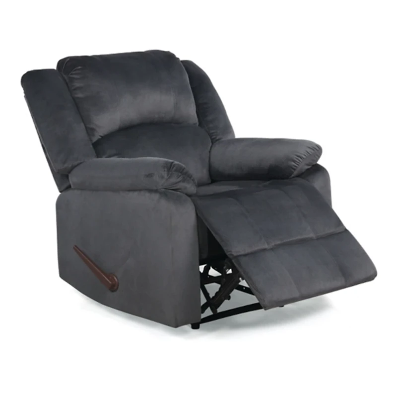 Flannel Gray Overstuffed Pull Recliner