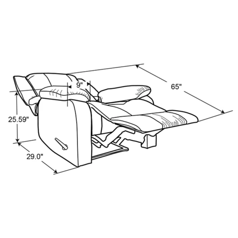 Flannel Gray Overstuffed Pull Recliner