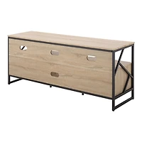 Natural Wood and Black Steel Media Stand