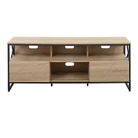 Natural Wood and Black Steel Media Stand