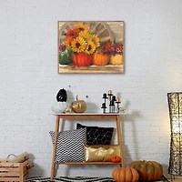 Floral Pumpkins Framed Canvas Art Print