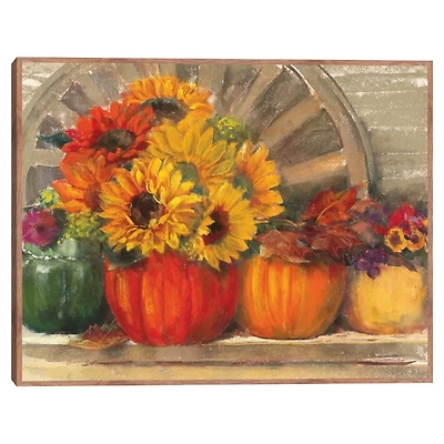 Floral Pumpkins Framed Canvas Art Print