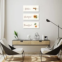Gather Grateful Thankful Canvas Prints, Set of 3