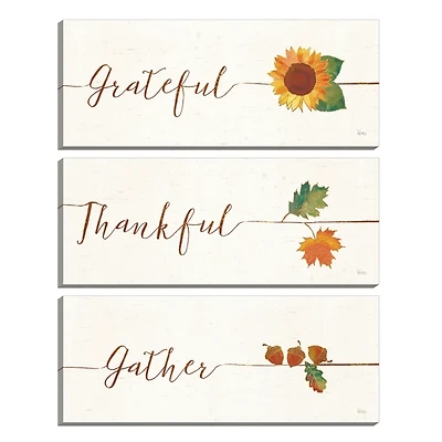 Gather Grateful Thankful Canvas Prints, Set of 3
