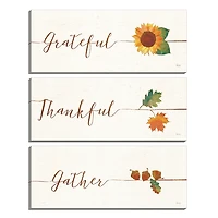 Gather Grateful Thankful Canvas Prints, Set of 3