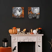 Spooky Graveyard Canvas Art Prints, Set of 2