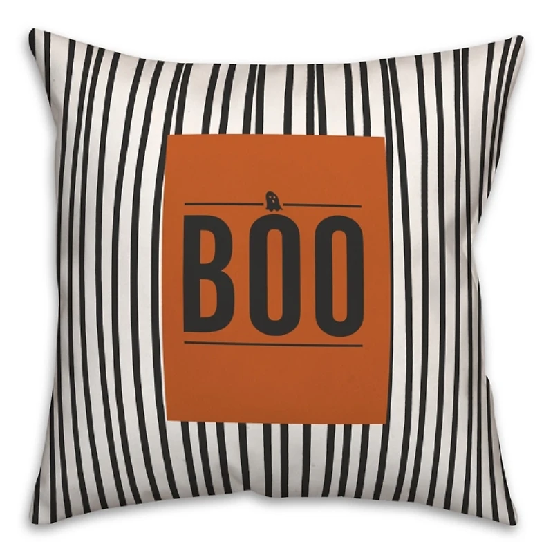 Boo Black and White Stripes Throw Pillow