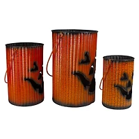 Crackled Metal Jack-O-Lanterns, Set of 3