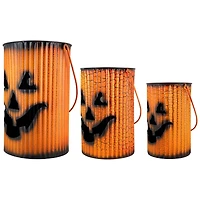 Crackled Metal Jack-O-Lanterns, Set of 3