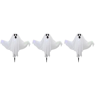 Pre-Lit Color Changing Ghost Yard Stakes, Set of 3
