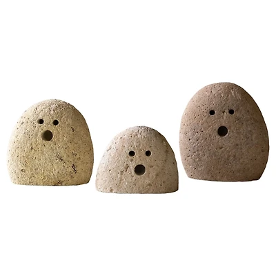 River Rock Ghost Figurines, Set of 3