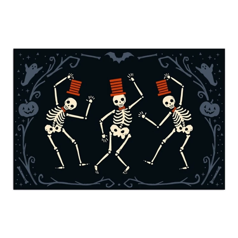 Red Dancing Skeletons Halloween Wall Plaque