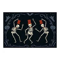 Red Dancing Skeletons Halloween Wall Plaque