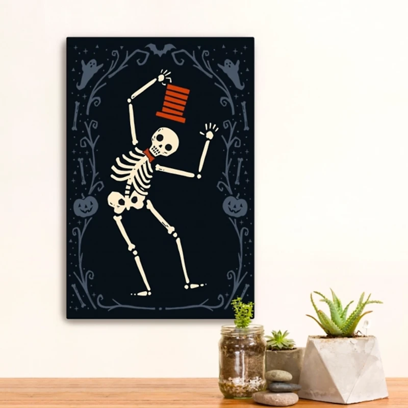 Red Dancing Skeleton Man Halloween Wall Plaque