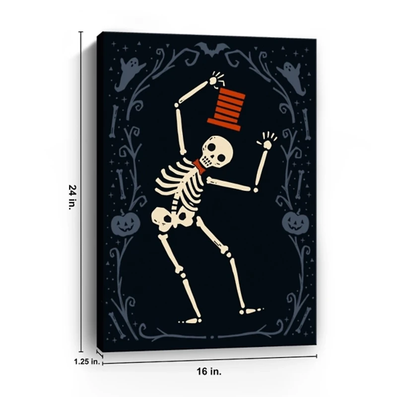 Red Dancing Skeleton Man Halloween Wall Plaque