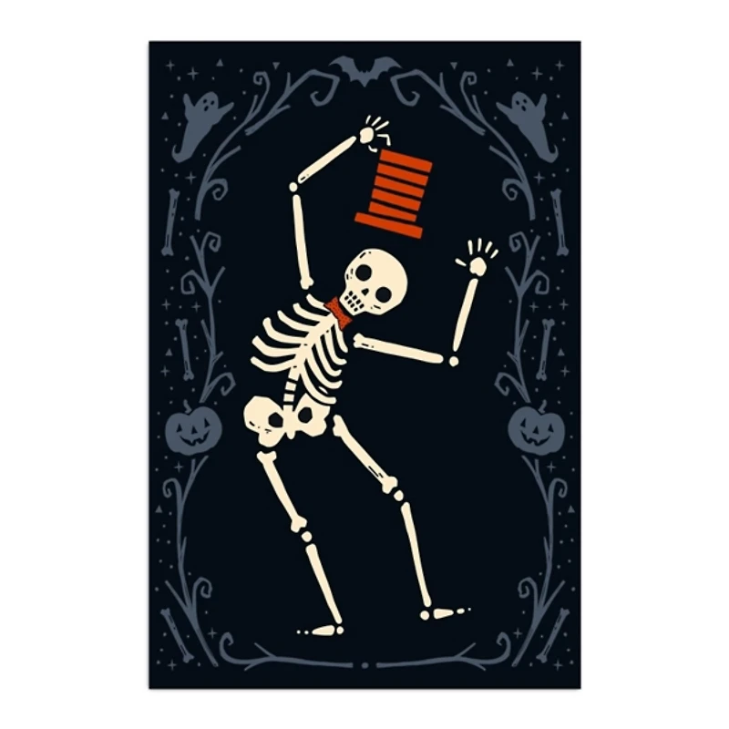 Red Dancing Skeleton Man Halloween Wall Plaque