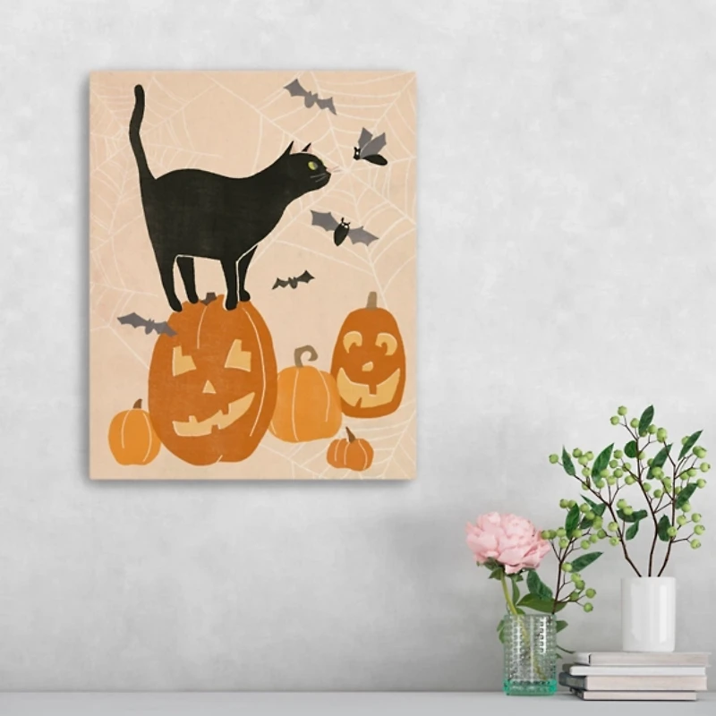 Jack 'O Lantern Cat Halloween Wall Plaque, 20 in.
