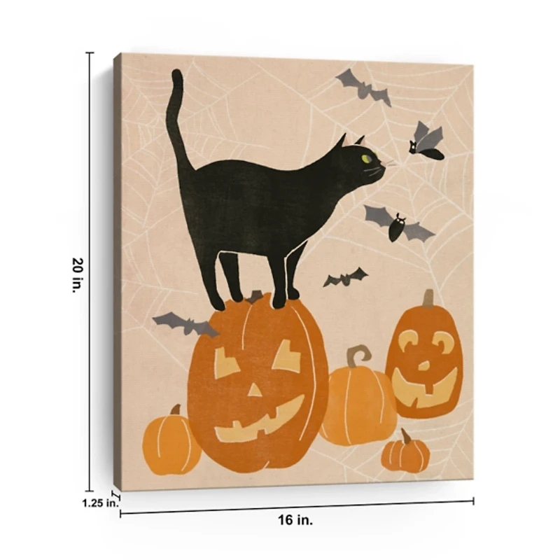 Jack 'O Lantern Cat Halloween Wall Plaque, 20 in.