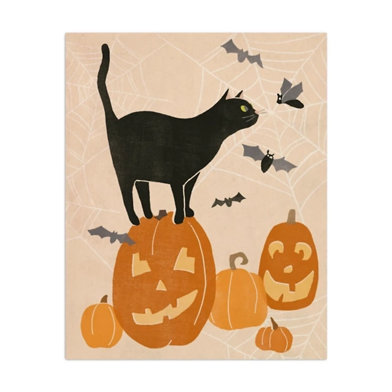 Jack 'O Lantern Cat Halloween Wall Plaque, 20 in.