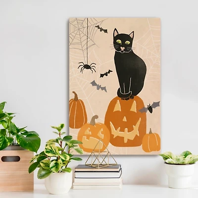 Jack 'O Lantern Cat Halloween Wall Plaque, 24 in.
