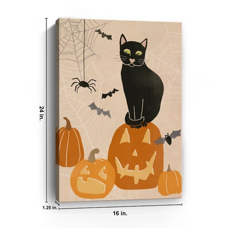 Jack 'O Lantern Cat Halloween Wall Plaque, 24 in.