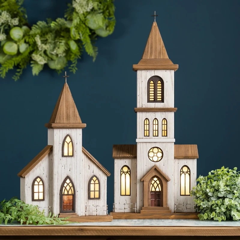 Small Wooden Church Tabletop Statue