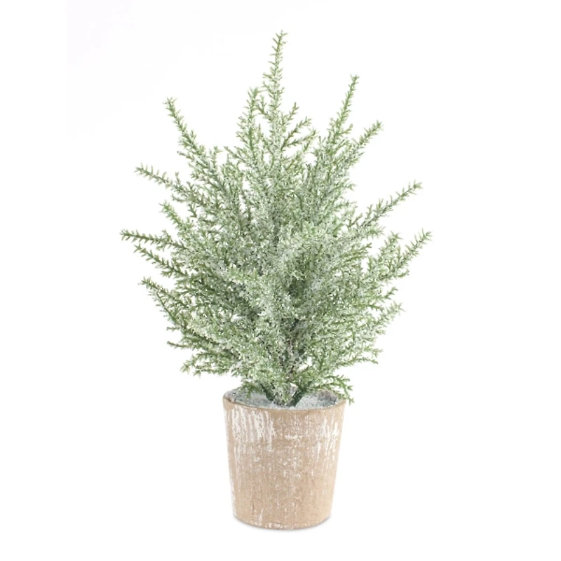 12 in. Potted Icy Pine Trees, Set of 6