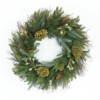 Mossy Green Mixed Pinecone Wreath