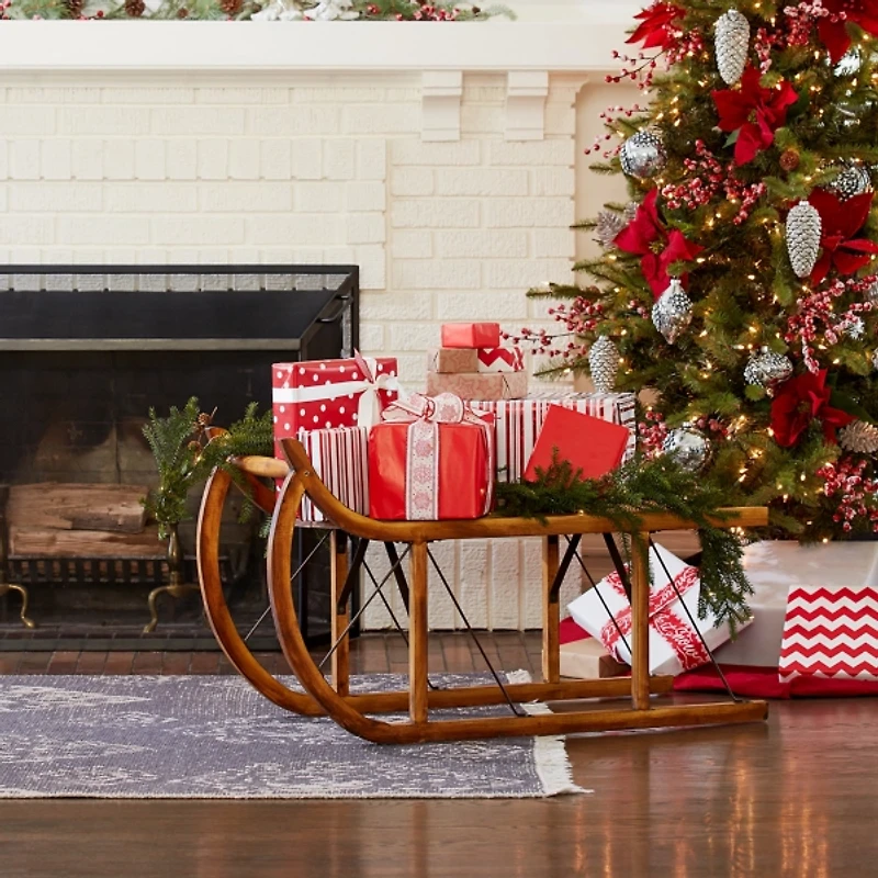 Rustic Wooden Sleigh Figurine