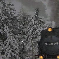 Train in Winter Woods LED Canvas Art Print