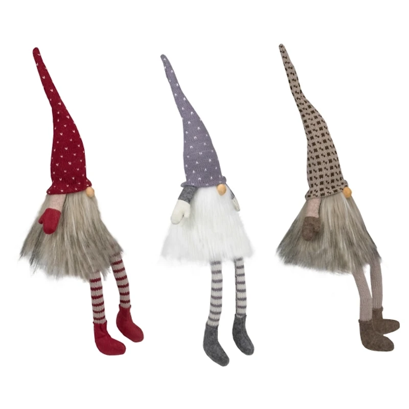 Bearded Sitting Gnome Figurines, Set of 3