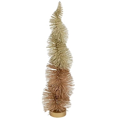 Gold Spiral Bottle Brush Christmas Tree, 14 in.