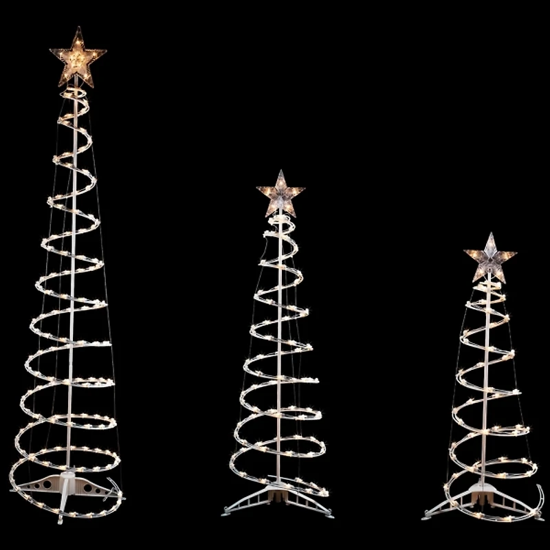 Clear Pre-Lit Spiral Christmas Trees, Set of 3