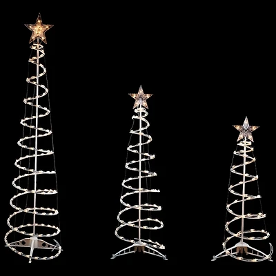 Clear Pre-Lit Spiral Christmas Trees, Set of 3