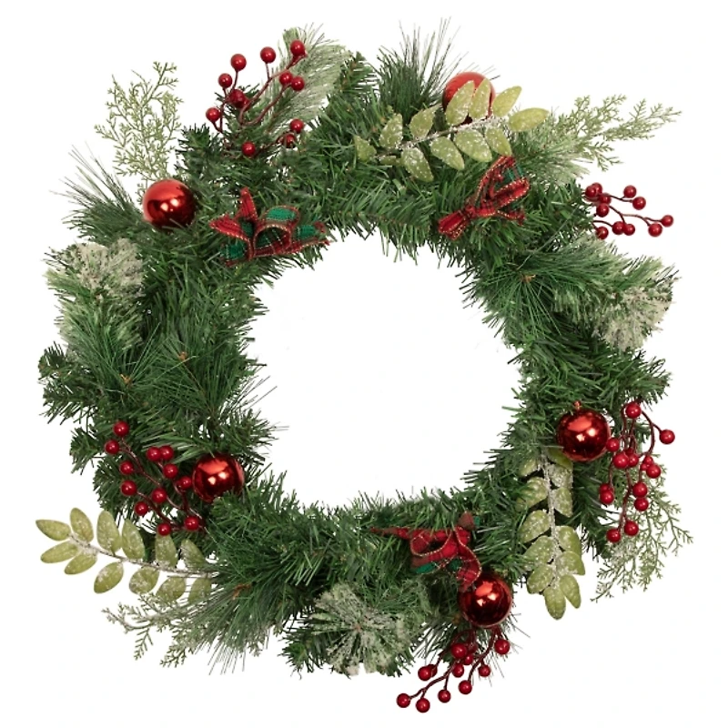 Pine and Berry Christmas Wreath, 24 in.