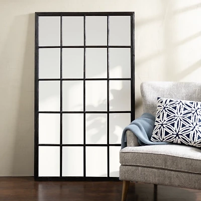 Grande Black Window Pane Leaner Mirror