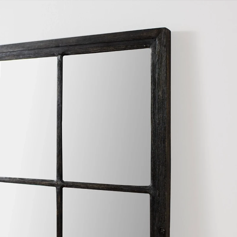 Grande Black Window Pane Leaner Mirror