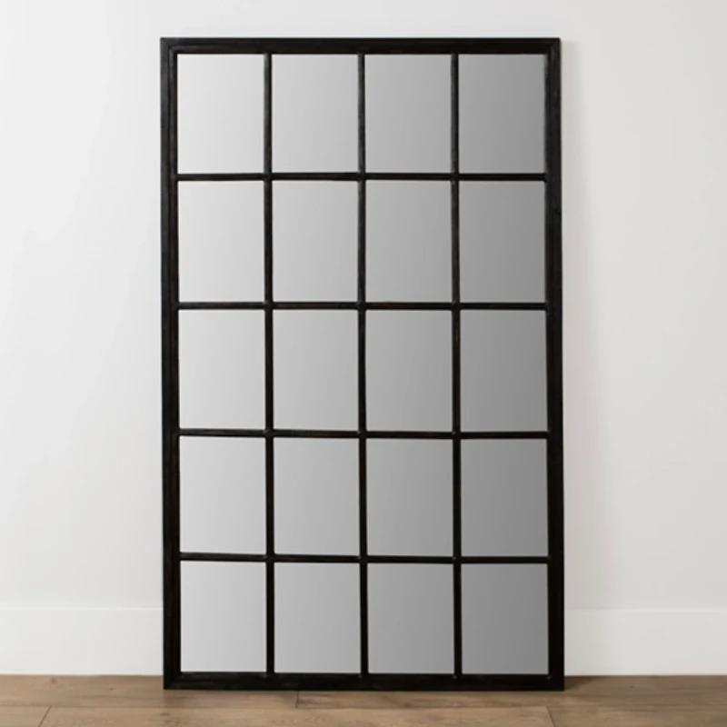 Grande Black Window Pane Leaner Mirror